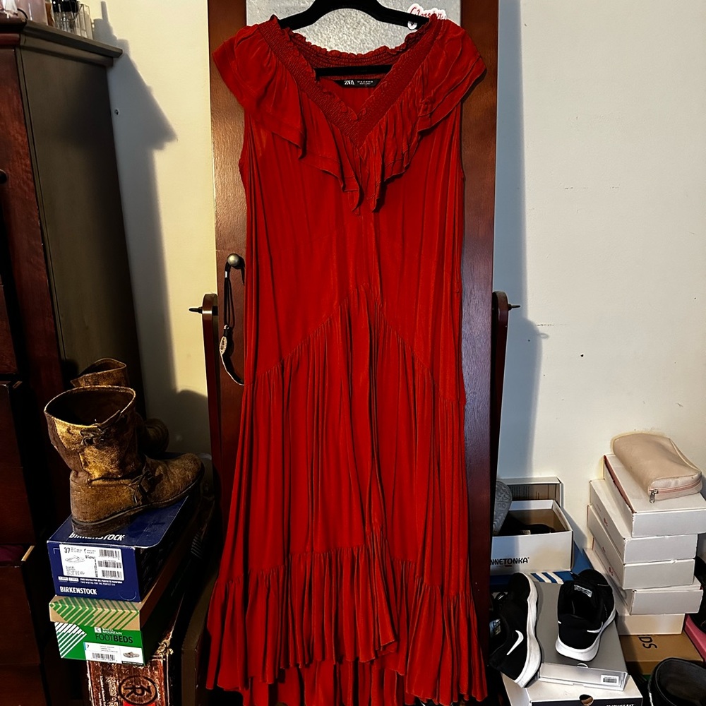 Rust colored Zara boho dress.